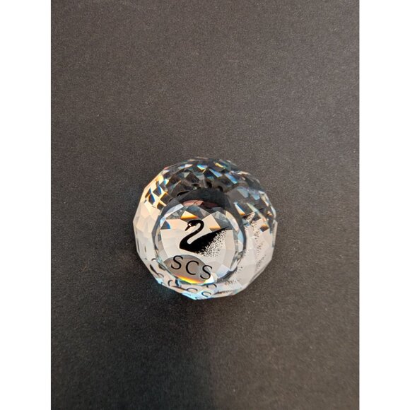Swarovski SCS Faceted Crystal Paperweight With Swan Logo - Picture 5 of 6